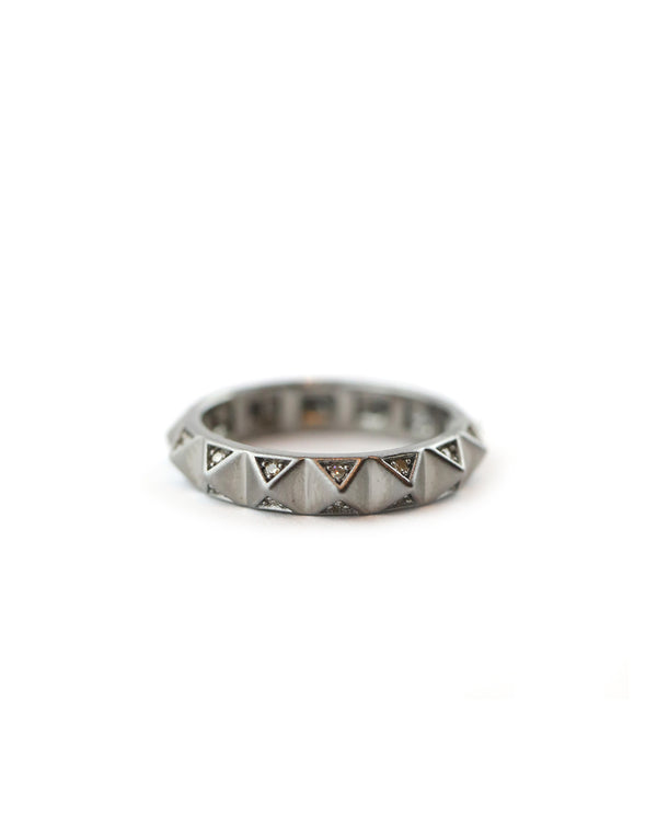 Matte Silver Diamond Spike Ring
