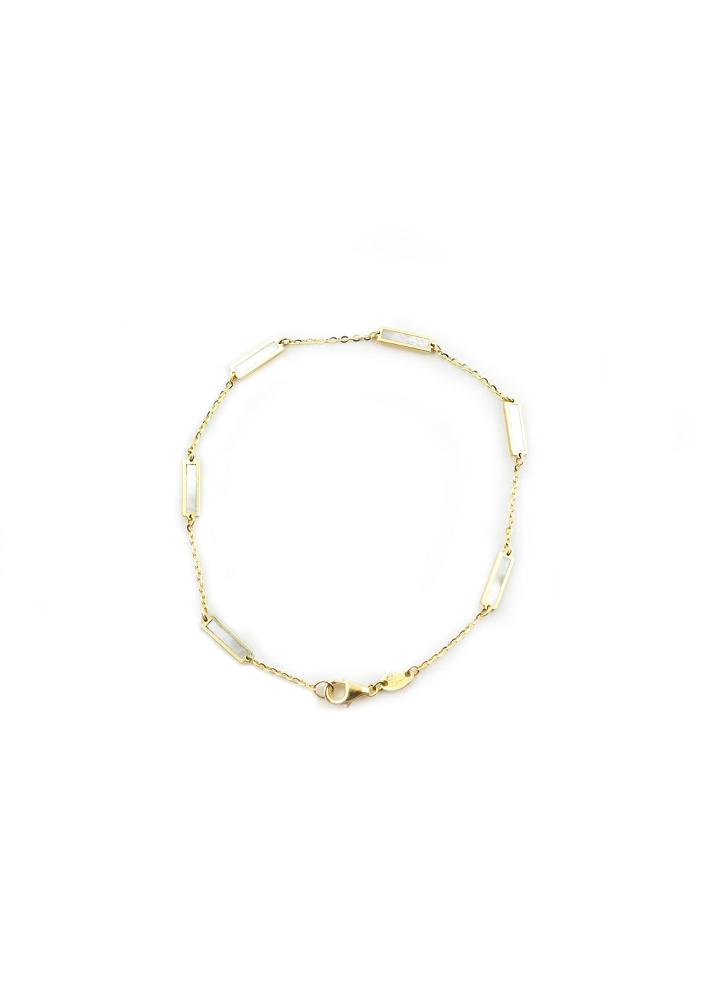 14K Gold Inlaid Mother of Pearl Rectangle Bracelet