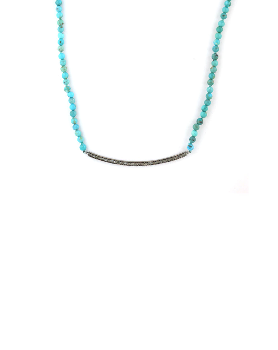 The Lina Diamond Bar Necklace: Turquoise