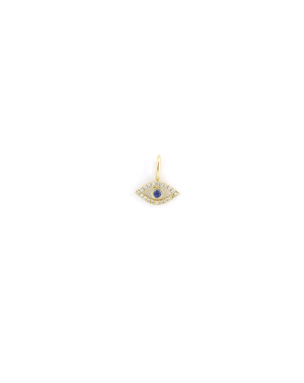 14K Gold Tiny Open Diamond Evil Eye Charm