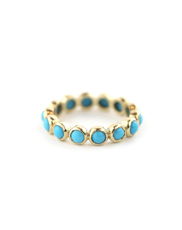 14K Gold Turquoise Dot Eternity Ring
